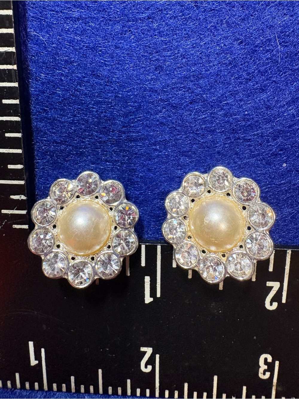Faux Pearl and Crystal Flower Buttons